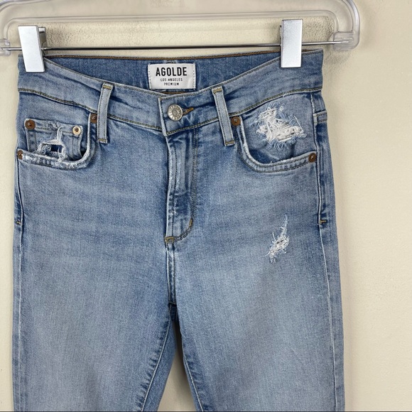 AGOLDE Distressed Sophie High Rise Skinny Crop Jeans - Picture 3 of 9